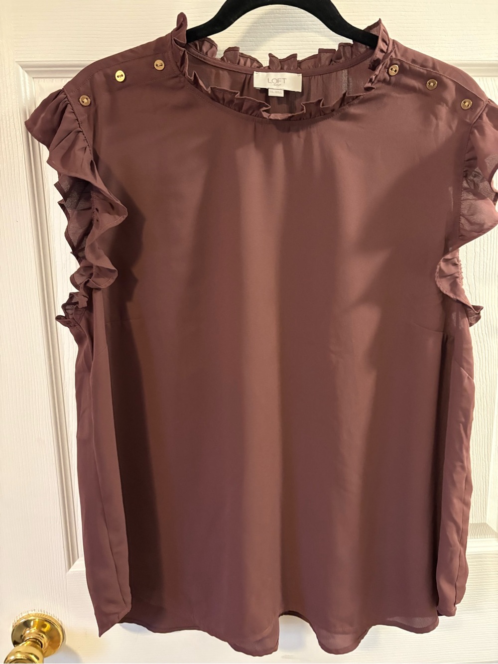 LOFT Dusty Mauve Ruffled Sleeveless Blouse